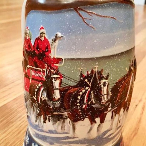 Budweiser VTG 1994 Lighting The Way Christmas Beer Stein Mug Clydesdales Horses - Picture 4 of 10